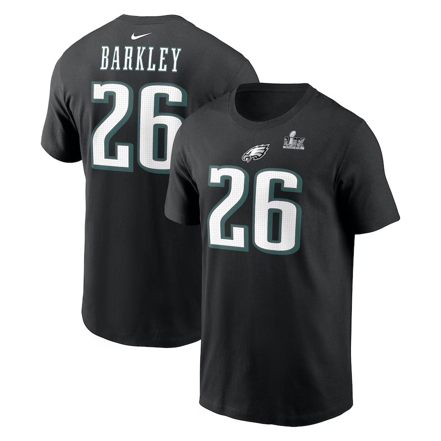 Men NFL Philadelphia Eagles #26 Barkley black 2025 T shirts